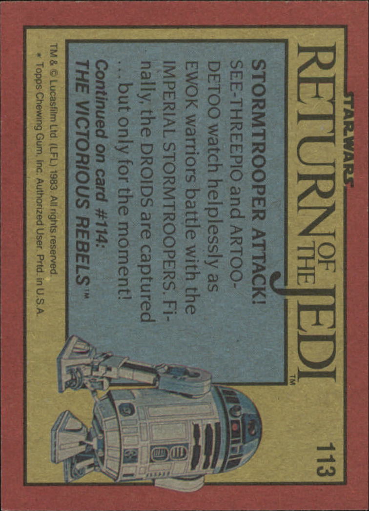 1983 Topps Star Wars Return of the Jedi #113 Stormtrooper Attack back image