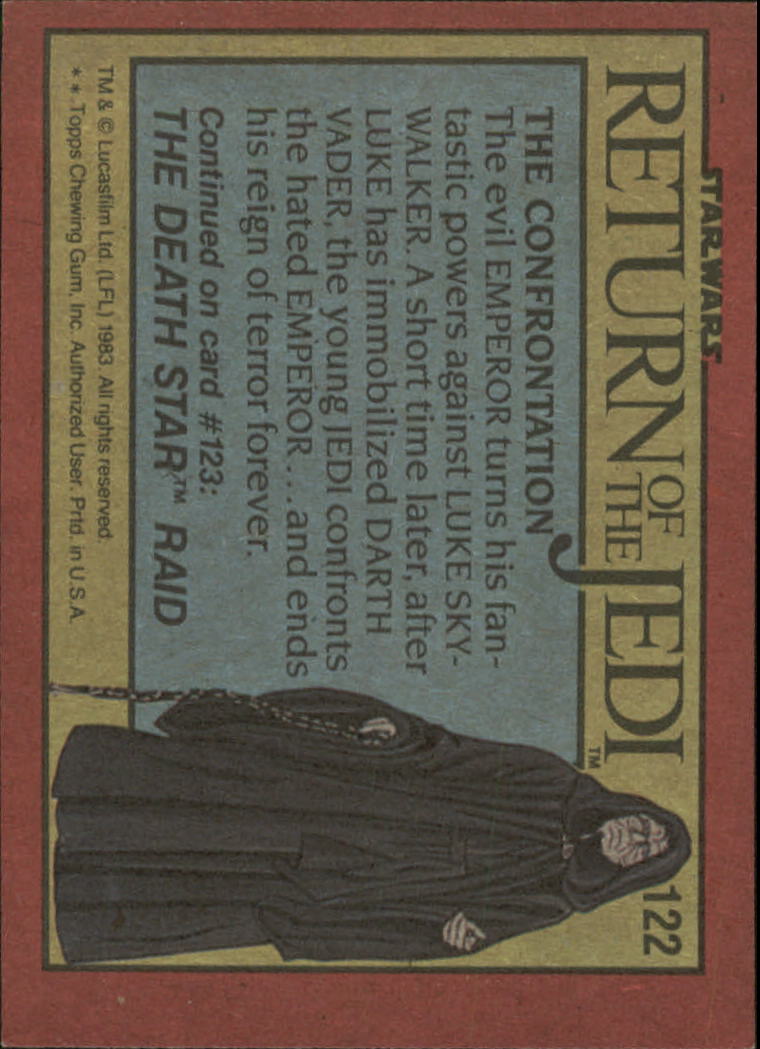 1983 Topps Star Wars Return of the Jedi #122 The Confrontation back image
