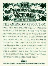 2008 Topps Allen and Ginter World's Greatest Victories #WGV14 The American Revolution back image