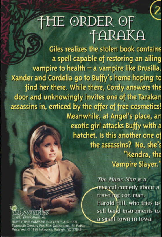 1999 Inkworks Buffy the Vampire Slayer Season Two #27 The Order Of Taraka back image