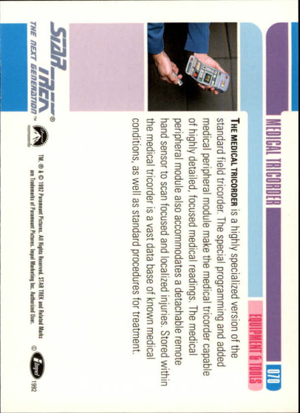 1992 SkyBox Star Trek The Next Generation #70 Medical Tricorder back image