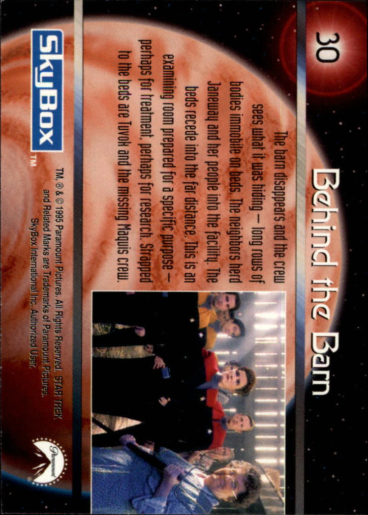 1995 SkyBox Star Trek Voyager Series 1 #30 Behind the Barn back image