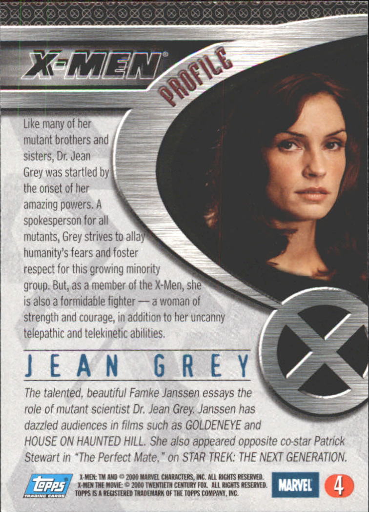 2000 Topps X-Men Movie #4 Jean Grey back image