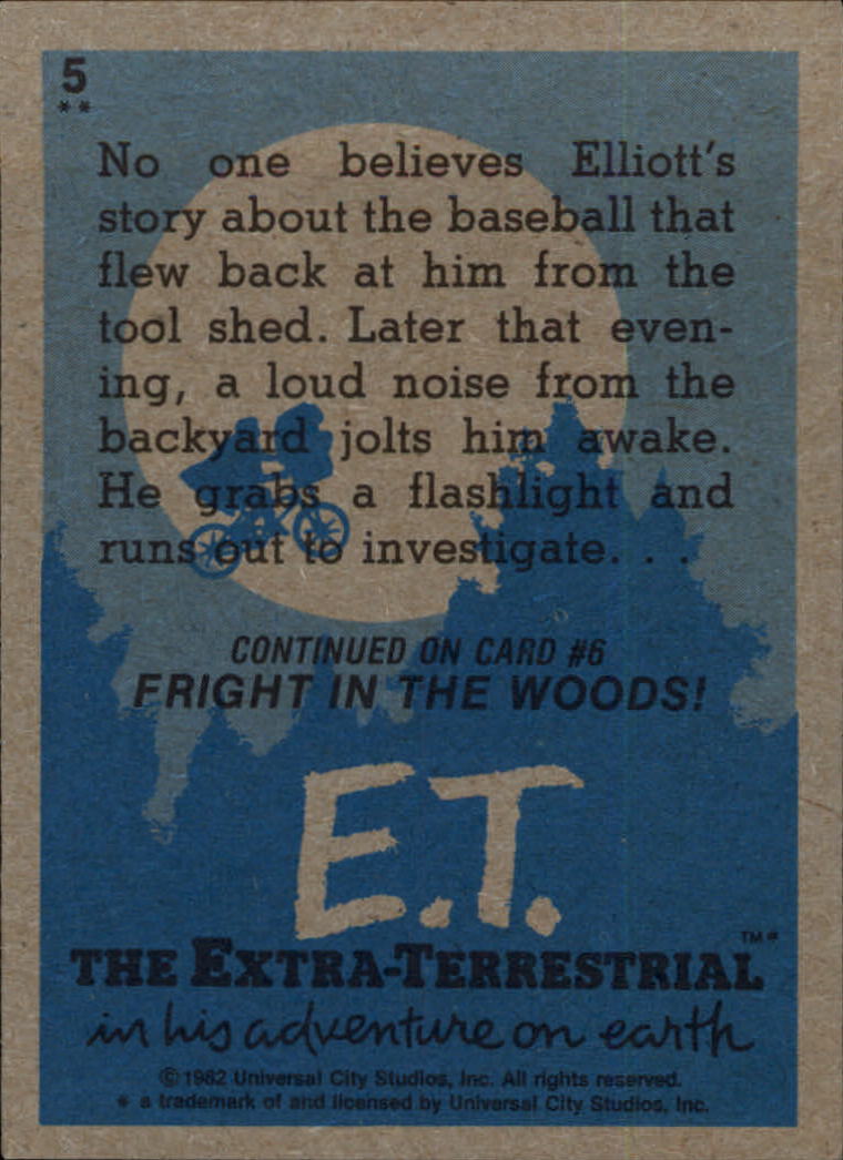 1982 Topps E.T. #5 Elliott's Search back image