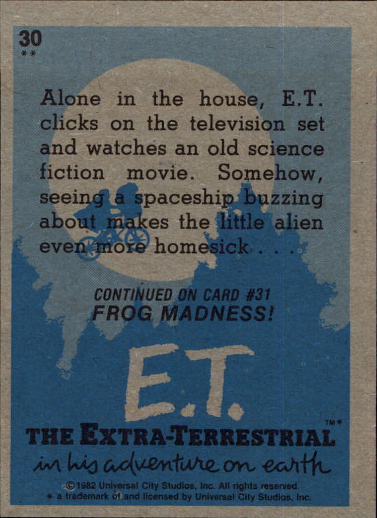 1982 Topps E.T. #30 E.T. Watching T.V. back image