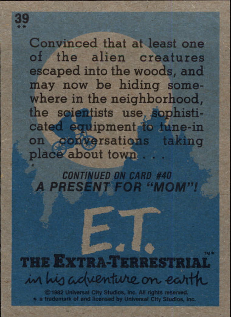 1982 Topps E.T. #39 The Listeners back image