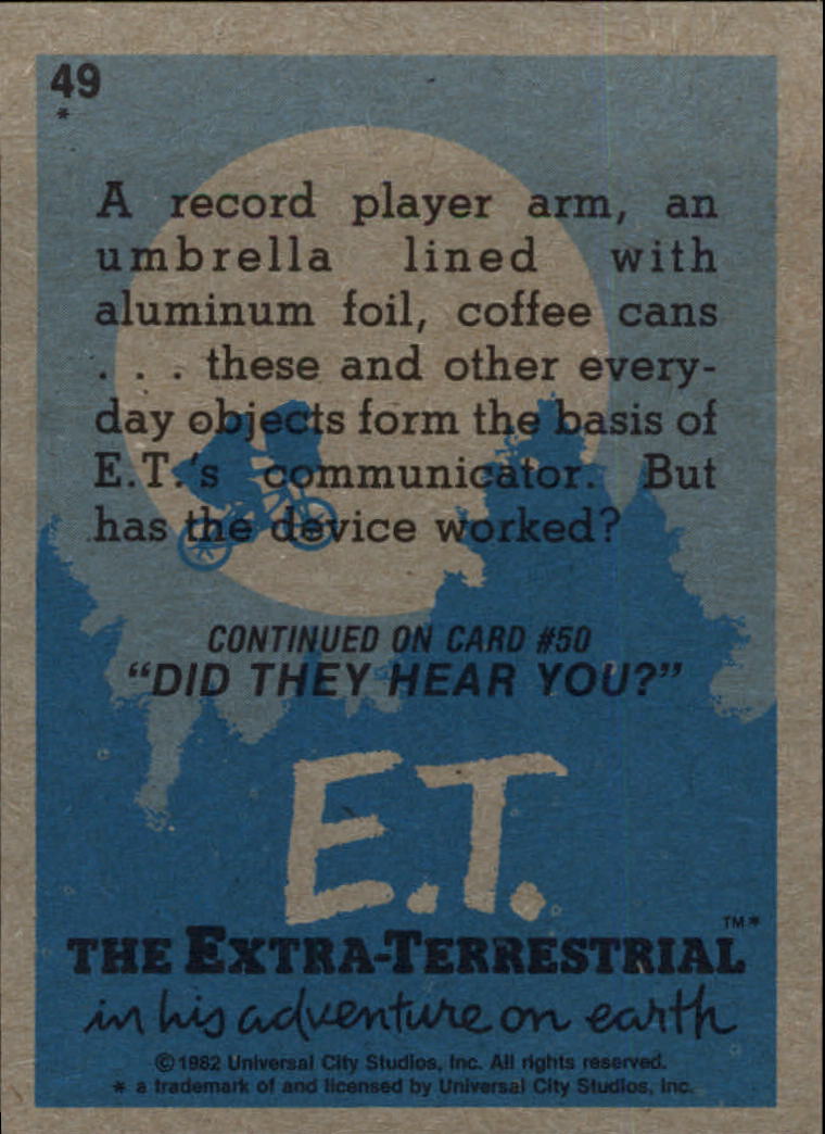1982 Topps E.T. #49 Message into Space back image