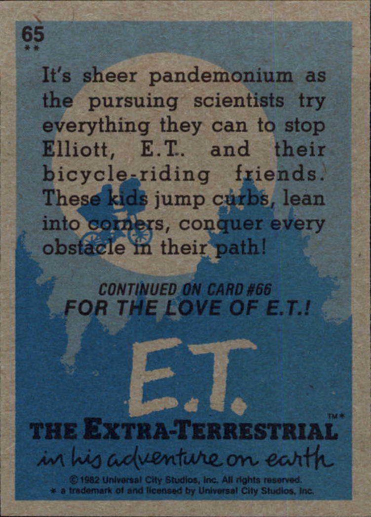 1982 Topps E.T. #65 Bicycle Chase back image