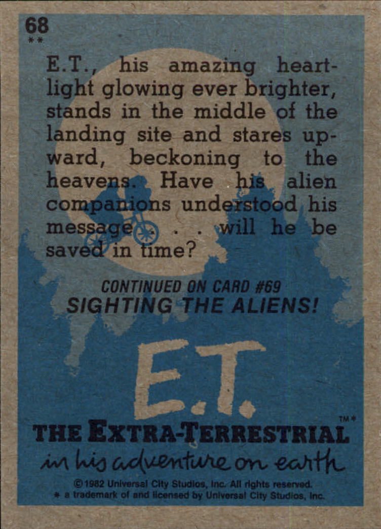 1982 Topps E.T. #68 E.T.'s Glowing Heart back image