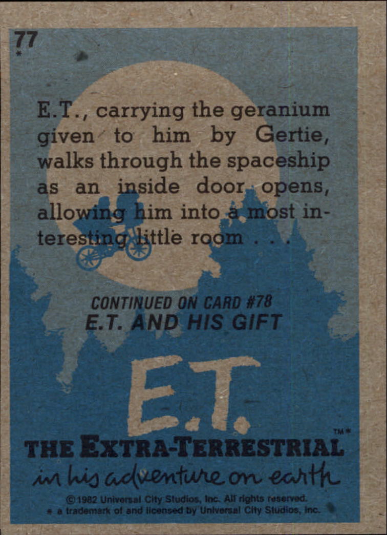 1982 Topps E.T. #77 Entering the Ship back image