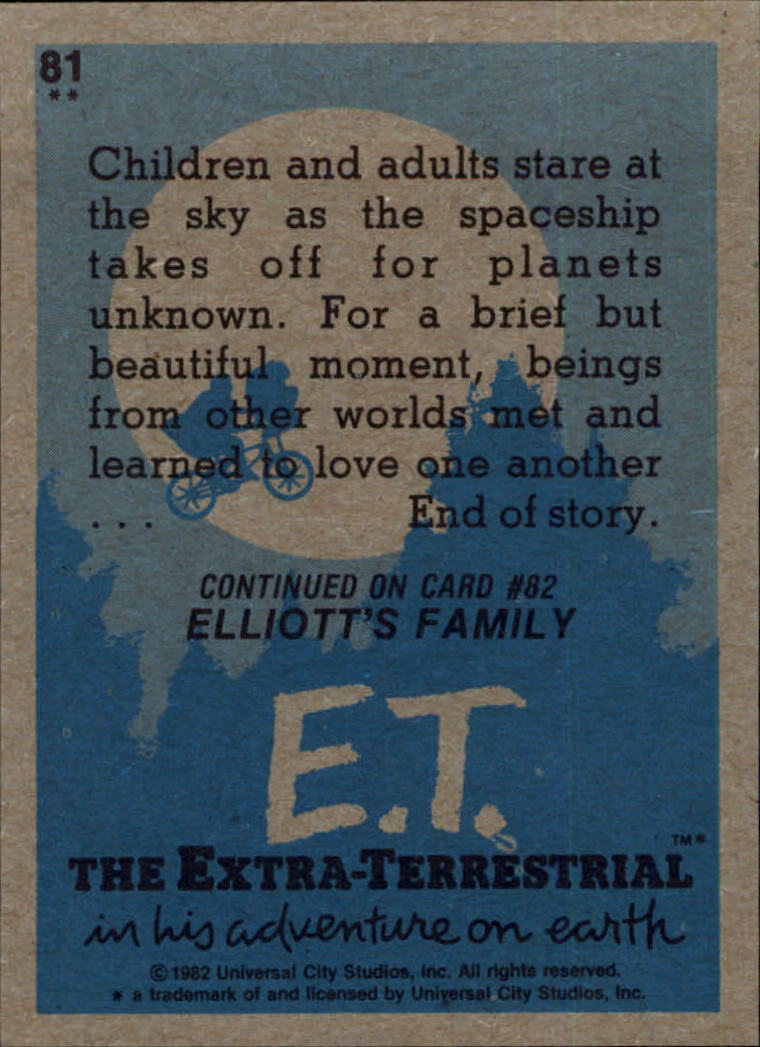 1982 Topps E.T. #81 Return To Outer Space back image