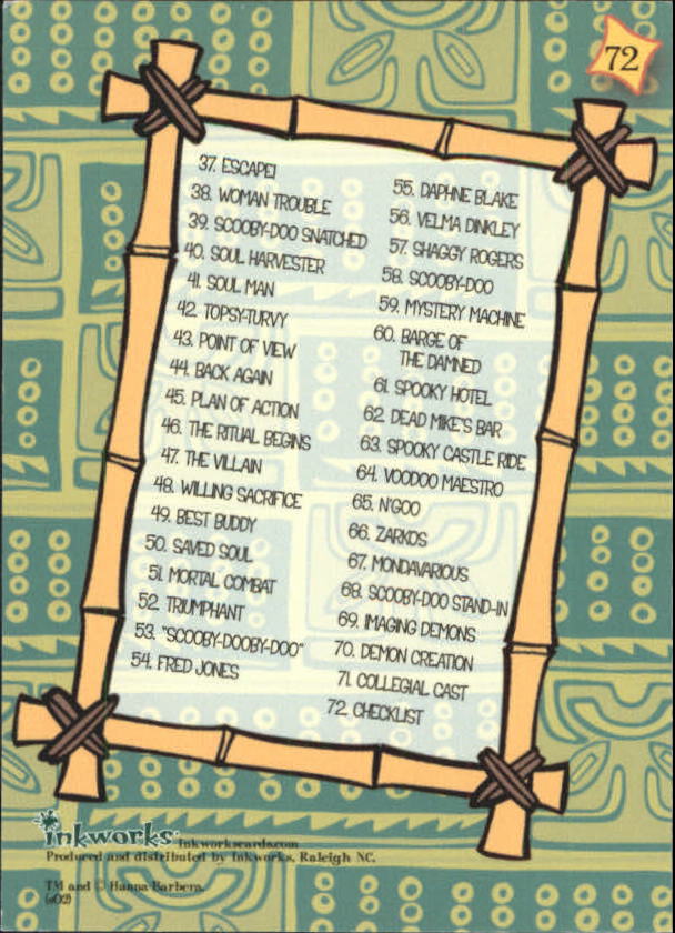 2002 Inkworks Scooby Doo The Movie #72 Checklist - B1591 - NM-MT
