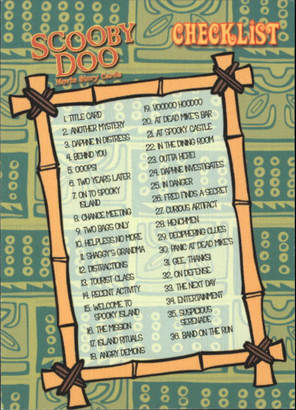 2002 Inkworks Scooby Doo The Movie #72 Checklist - B1591 - NM-MT