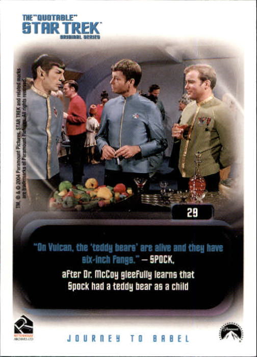 2004 Rittenhouse Quotable Star Trek Original Series #29 Dr. McCoy back image