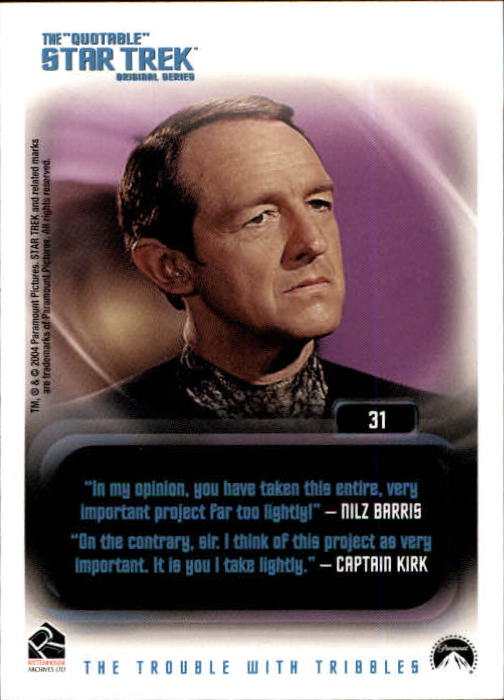 2004 Rittenhouse Quotable Star Trek Original Series #31 Captain Kirk back image