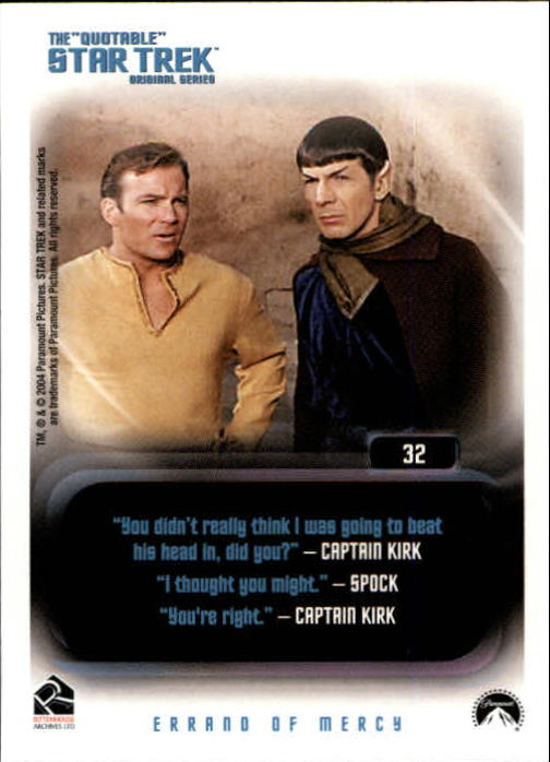 2004 Rittenhouse Quotable Star Trek Original Series #32 Colonel Green back image