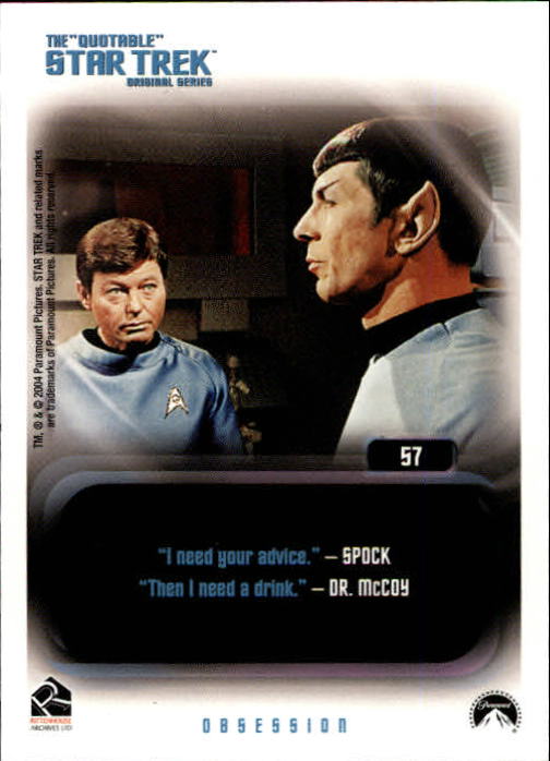 2004 Rittenhouse Quotable Star Trek Original Series #57 Nomad/Kirk back image