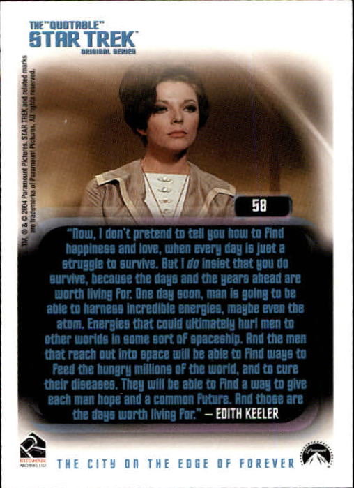 2004 Rittenhouse Quotable Star Trek Original Series #58 Captain Kirk back image