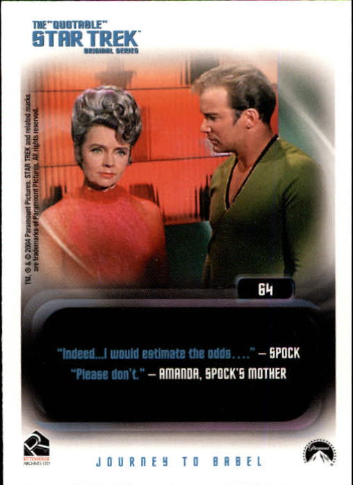 2004 Rittenhouse Quotable Star Trek Original Series #64 Sarek back image