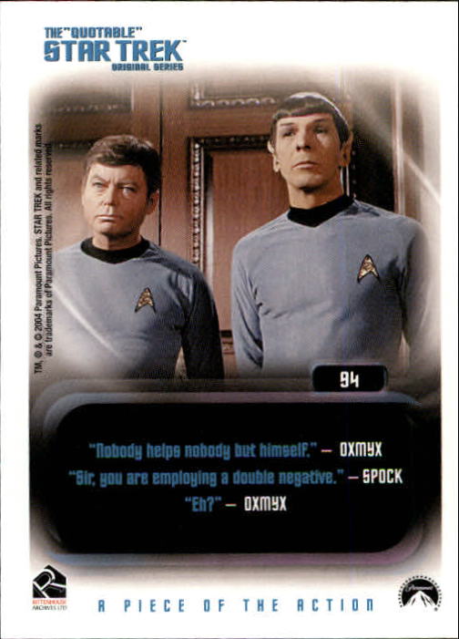 2004 Rittenhouse Quotable Star Trek Original Series #94 Captain Kirk back image