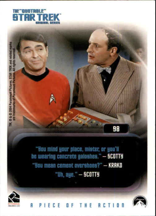 2004 Rittenhouse Quotable Star Trek Original Series #98 Captain Kirk back image