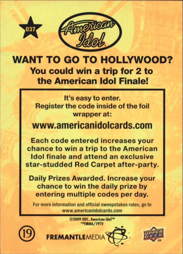 American Idol Season Eight (2009 Upper Deck) "Main Set" Cards - Picture 61 of 90
