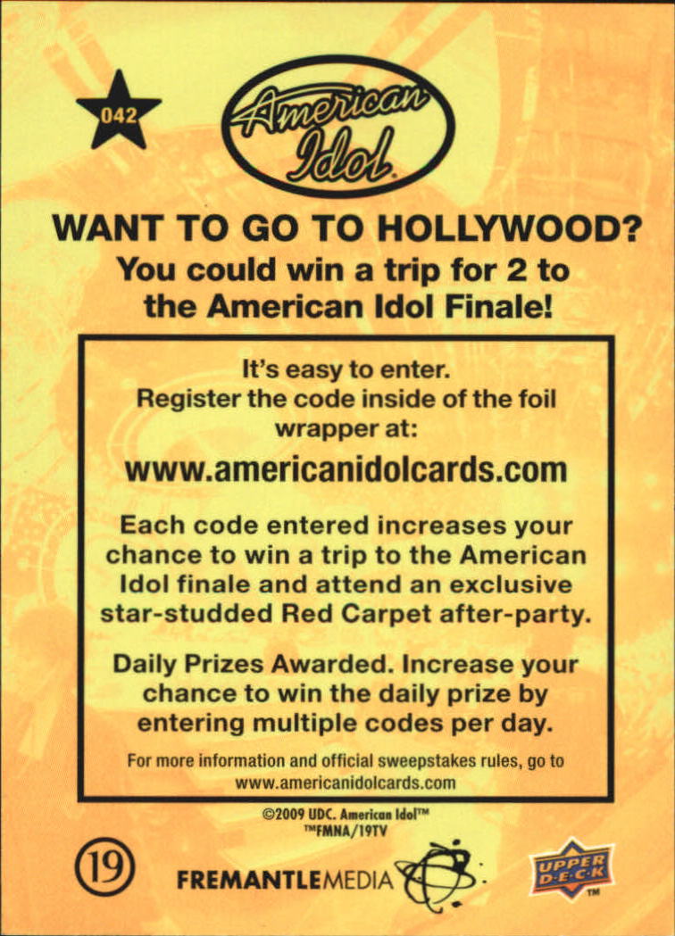 American Idol Season Eight (2009 Upper Deck) "Main Set" Cards - Picture 65 of 90