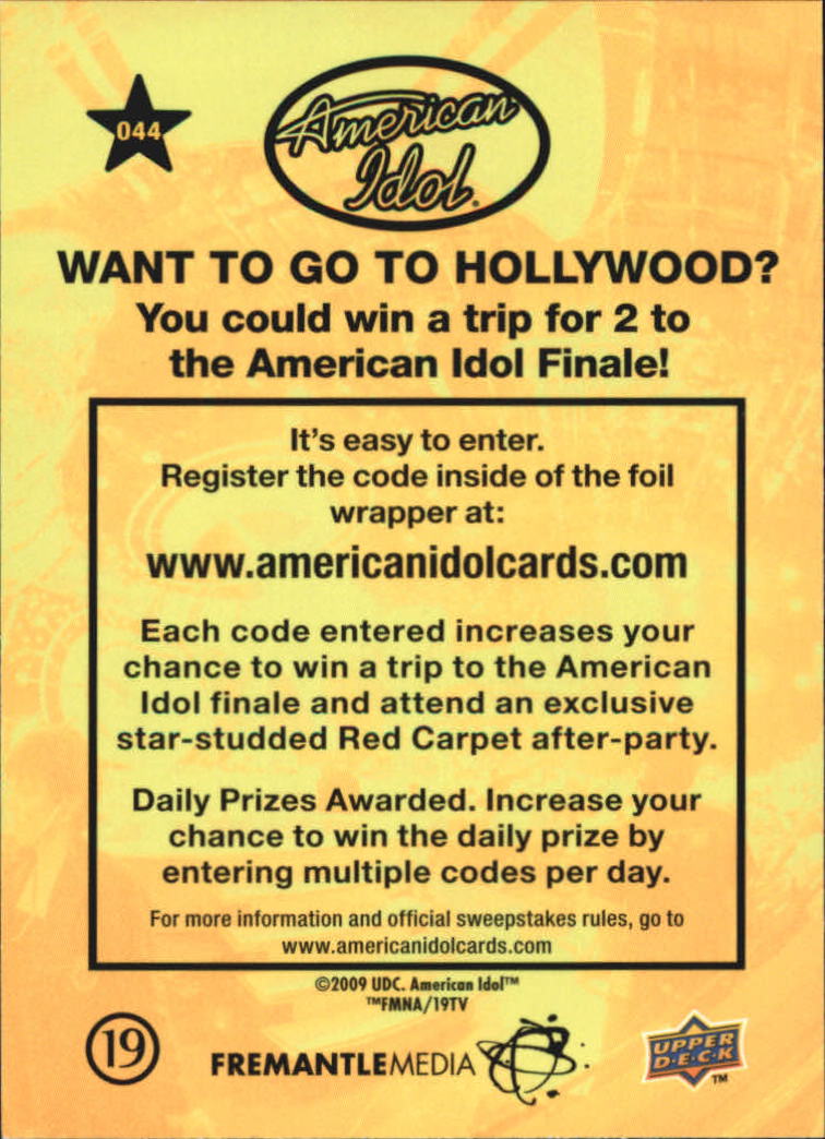 American Idol Season Eight (2009 Upper Deck) "Main Set" Cards - Picture 69 of 90