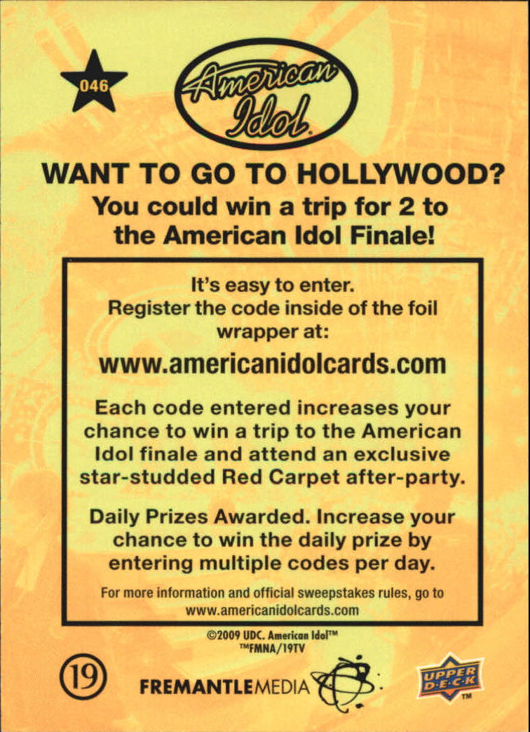 American Idol Season Eight (2009 Upper Deck) "Main Set" Cards - Picture 73 of 90