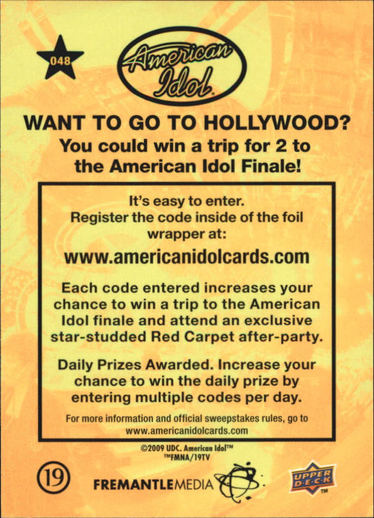 American Idol Season Eight (2009 Upper Deck) "Main Set" Cards - Picture 77 of 90