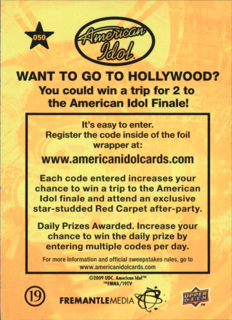 American Idol Season Eight (2009 Upper Deck) "Main Set" Cards - Picture 81 of 90