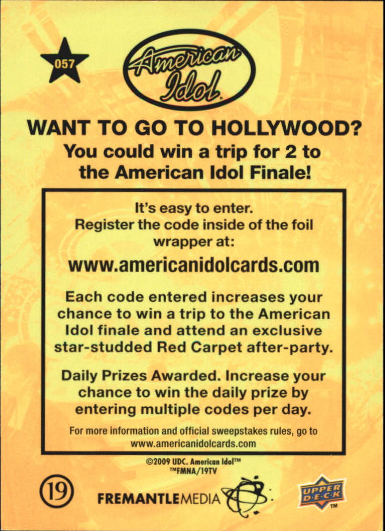 American Idol Season Eight (2009 Upper Deck) "Main Set" Cards - Picture 83 of 90