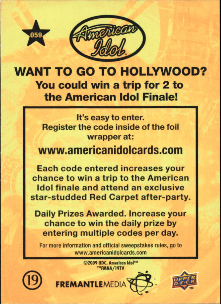 American Idol Season Eight (2009 Upper Deck) "Main Set" Cards - Picture 85 of 90
