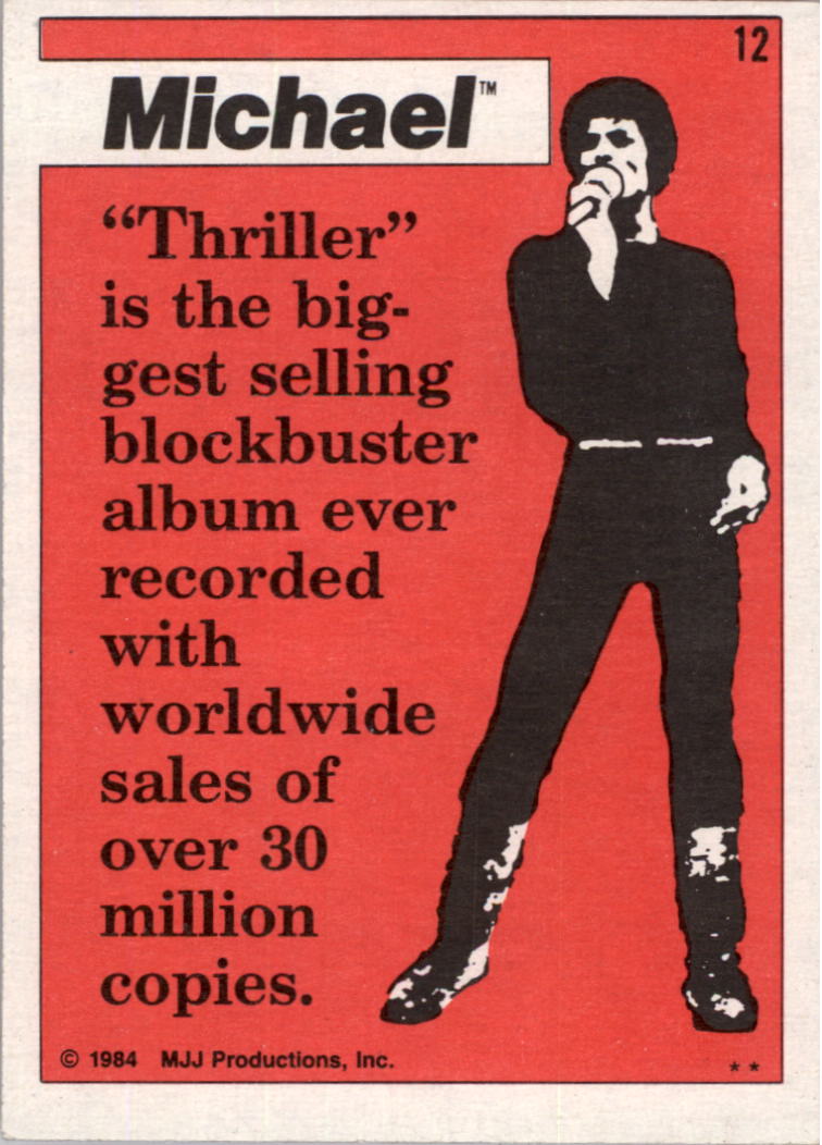 1984 Topps Michael Jackson #12 Thriller is the biggest selling back image