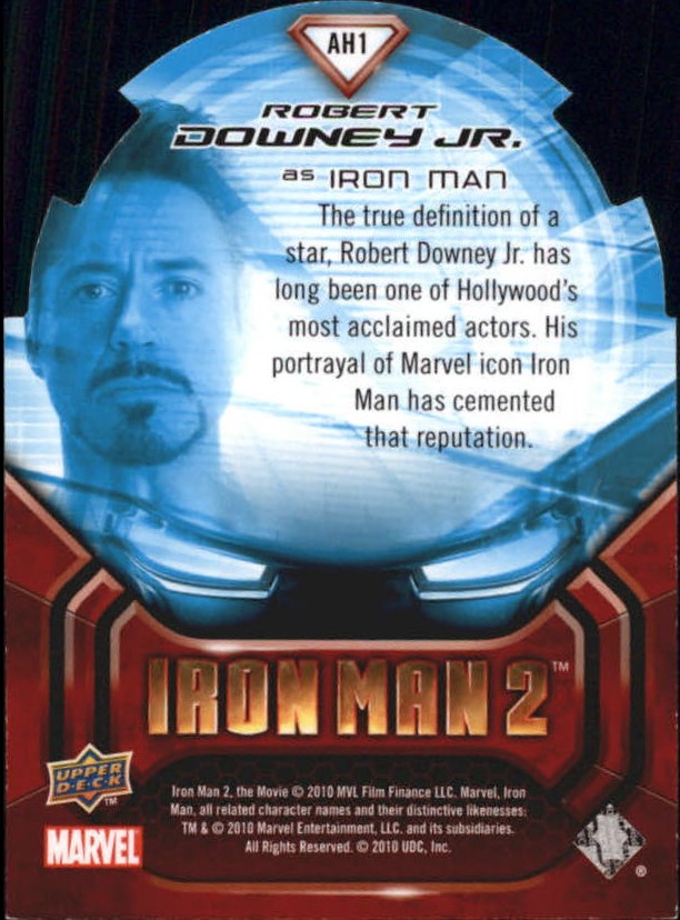 2010 Upper Deck Iron Man 2 Actor Gallery Die-Cuts #AH1 Tony Stark back image