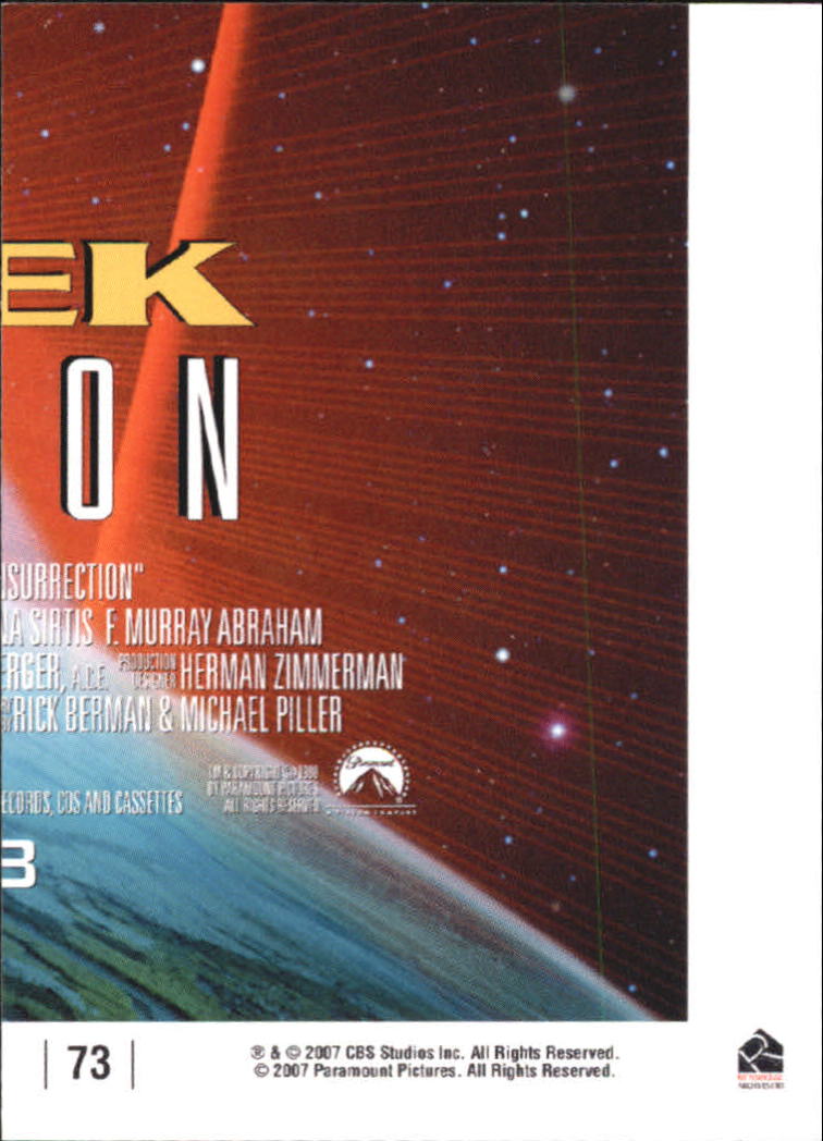 2007 Rittenhouse Complete Star Trek Movies #73 Star Trek: Insurrection back image