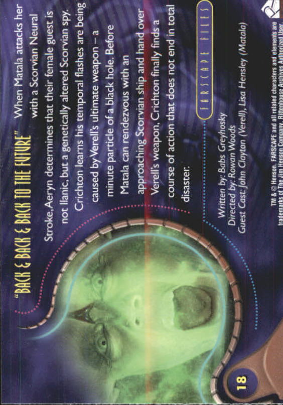 2000 Rittenhouse Farscape Season One #18 Back And Back And Back To The Future back image