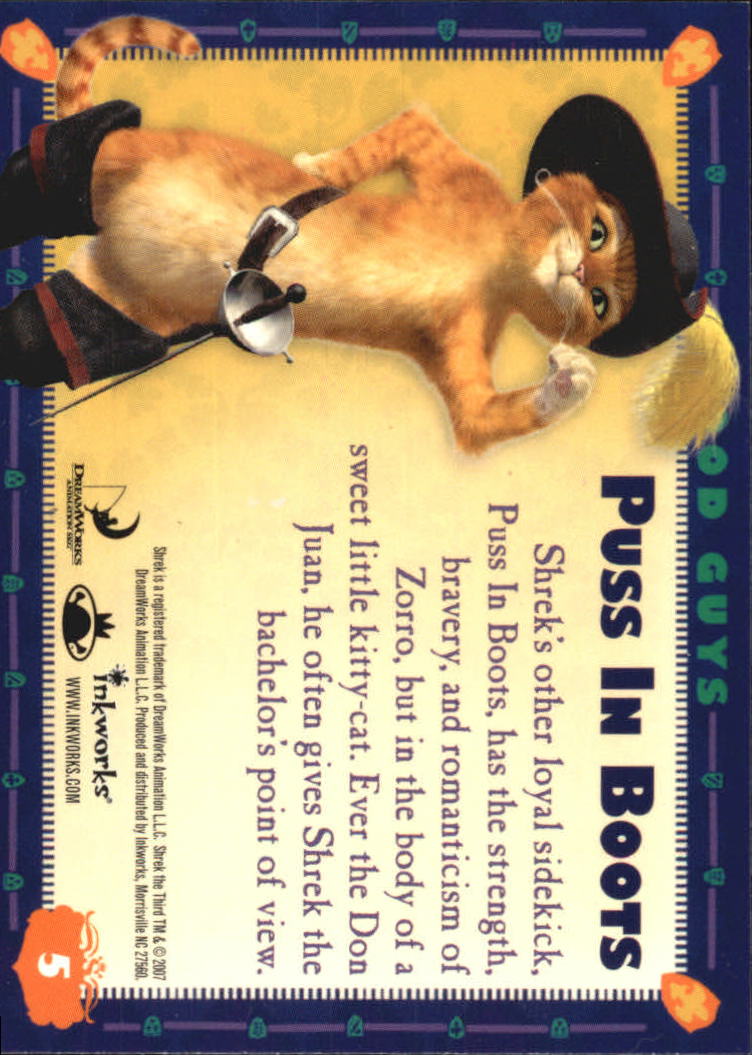 2007 Inkworks Shrek the Third #5 Puss In Boots back image