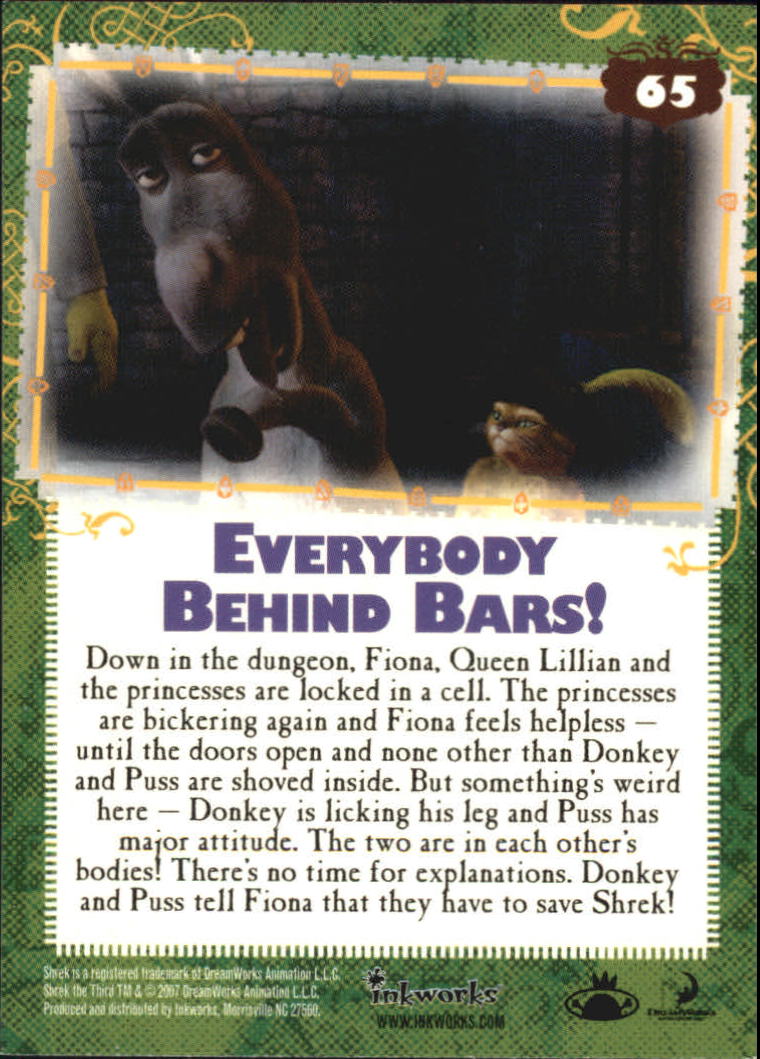2007 Inkworks Shrek the Third #65 Everybody Behind Bars back image