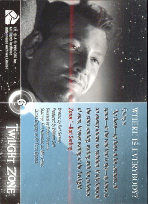 1999 Rittenhouse Twilight Zone #6 Where Is Everybody back image