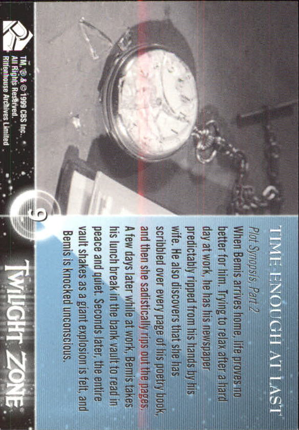 1999 Rittenhouse Twilight Zone #9 Time Enough at Last back image