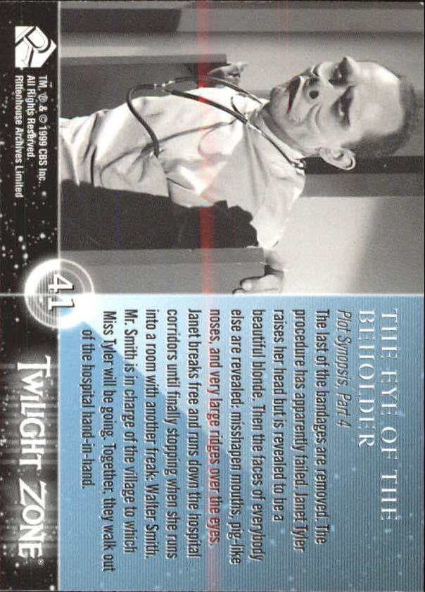1999 Rittenhouse Twilight Zone #41 The Eye of the Beholder back image