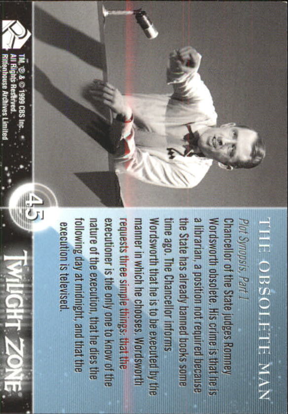 1999 Rittenhouse Twilight Zone #45 The Obsolete Man back image