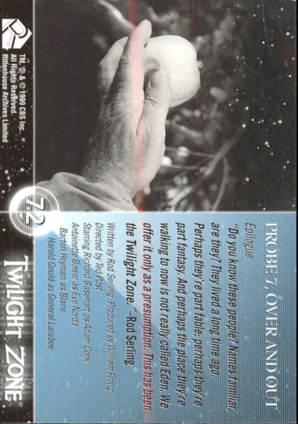 1999 Rittenhouse Twilight Zone #72 Probe 7, Over and Out back image