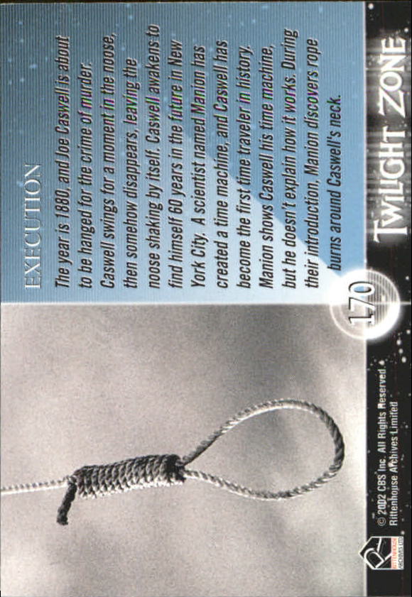 2002 Rittenhouse Twilight Zone Shadows and Substance #170 Execution back image