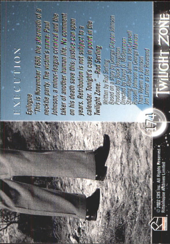 2002 Rittenhouse Twilight Zone Shadows and Substance #174 Execution back image
