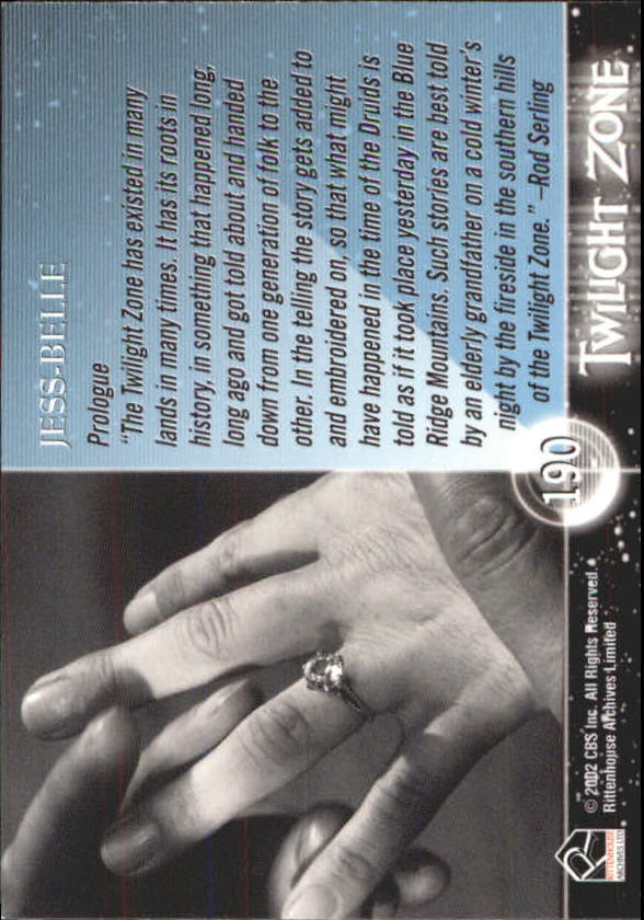 2002 Rittenhouse Twilight Zone Shadows and Substance #190 Jess-Belle back image