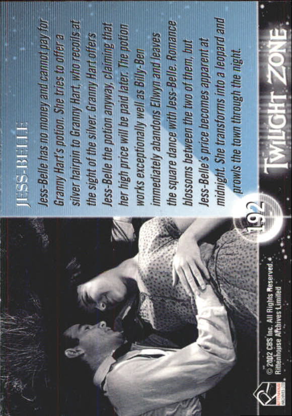 2002 Rittenhouse Twilight Zone Shadows and Substance #192 Jess-Belle back image