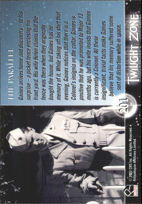 2002 Rittenhouse Twilight Zone Shadows and Substance #201 The Parallel back image
