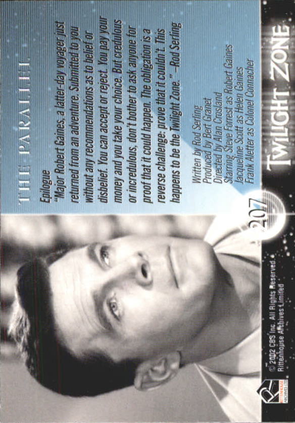 2002 Rittenhouse Twilight Zone Shadows and Substance #207 The Parallel back image